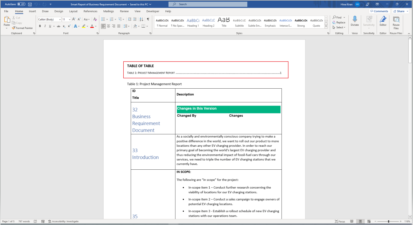 Insert Captions For Tables in Smart Report