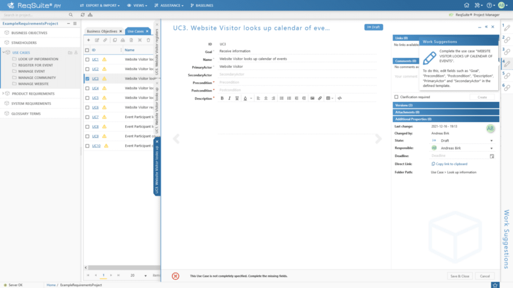 UI of ReqSuite RM.