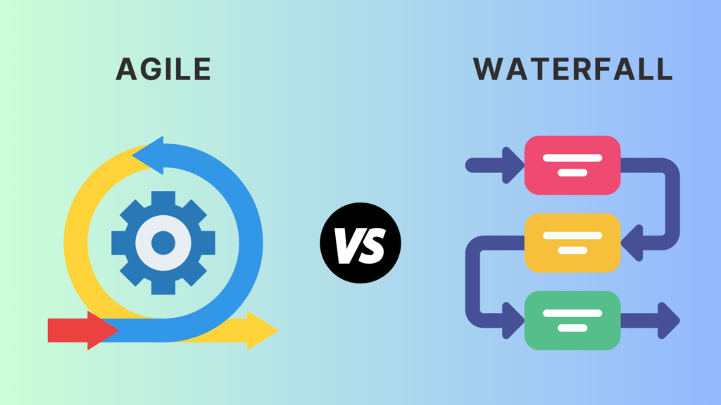 Infographic showing two common methodologies, Waterfall and Agile.