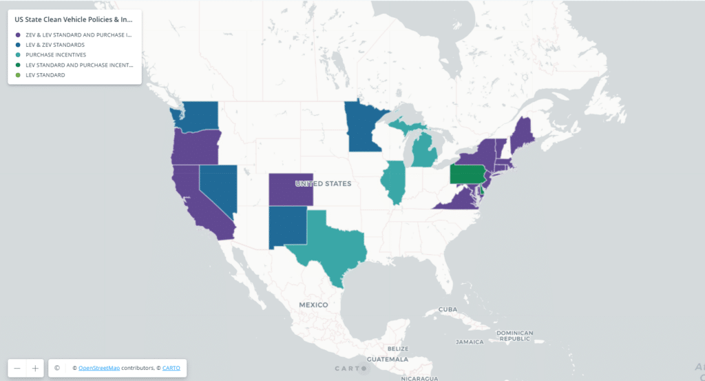 Infographic of Lev and Zev Standards across the United States.